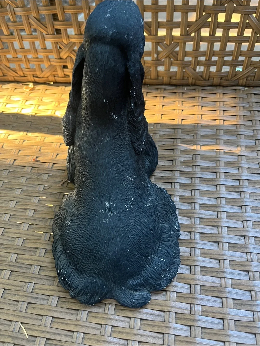 Sandcast Black Cocker Spaniel Dog Figurine - Sitting Cocker Spaniel Statue